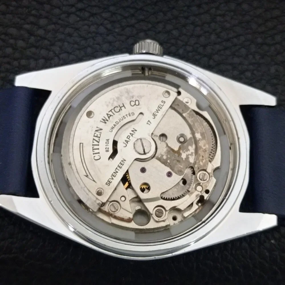 Vintage 1978 Citizen Automatic Mens Silver Watch W/daydate & Blue accents